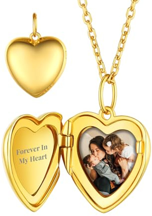 Custom4U Pendentif Médaillon Argent Photo Personnalisé Plaqué Or Pendentif Porte Photo Or Rose