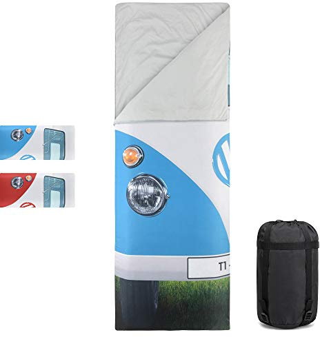 Volkswagen Summer Sleeping Bag for Camping Kids and Adults Spring Summer Autumn - Official VW Camper Van Design 190 x 75 cm - Multiple Colours
