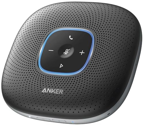 Anker PowerConf Bluetooth Speakerphone with 6 Microphones, Enhanced Voice Pickup, 24 Hour Call Time, Bluetooth 5, USB C Connection, Compatible with Leading Platforms (Renewed) (Black)