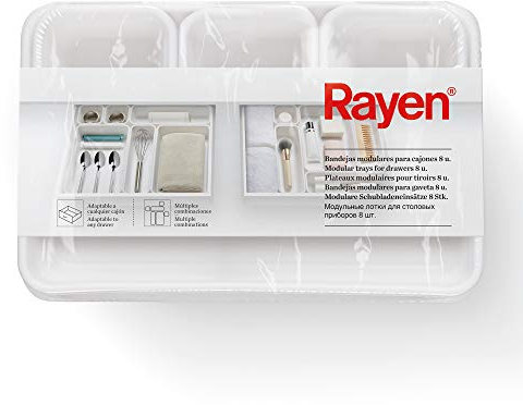 Rayen - Set di 8 Vaschette Modulari per Cassetti, Multiuso, Materiale Resistente, 3 Dimensioni, Organizzatori per Casa e Ufficio
