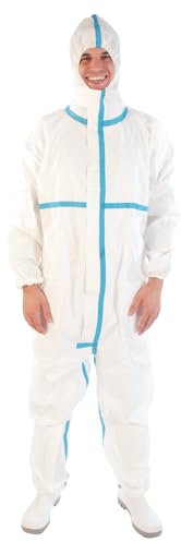 FRANZ MENSCH 1 Stück Hygostar Overalls Typ 4B+5B+6B | Microporous, Packung, weiß, XXL, Einweg Overal, Schutzkleidung, Chemikalienschutzanzug