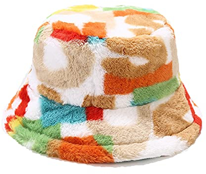 YAMEE Wintermütze Damen Plüsch Fischerhut Winter Warm Weich Winterhut Damenmütze Faltbar Damenhut Elegant Flauschige Warme (Kopfumfang: 56-58cm)