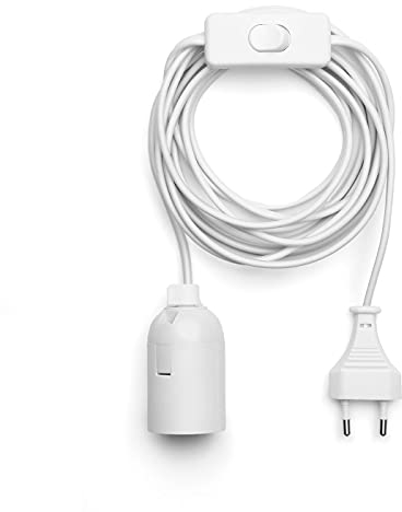 NCC-Licht Lampenfassung max. 60W E27 Weiß 3,5m Kabel mit Stecker & Schalter