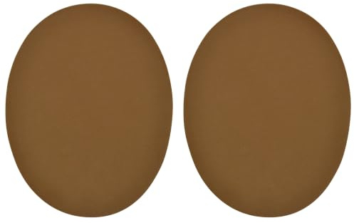 celloexpress Coffee Brown Faux Suede Elbow Patches Iron-On (1 Pair) | 140mm x 110mm Oval Patch for Knees Repair Jacket Jumper DIY Clothing