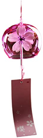 ERZU Campanelli eolici Giapponesi, Campane a in Vetro Rosa Ciliegia Viola, ciondoli Fatti a Mano per Regali di Compleanno e Decorazioni per la casa Decorazioni Natalizie