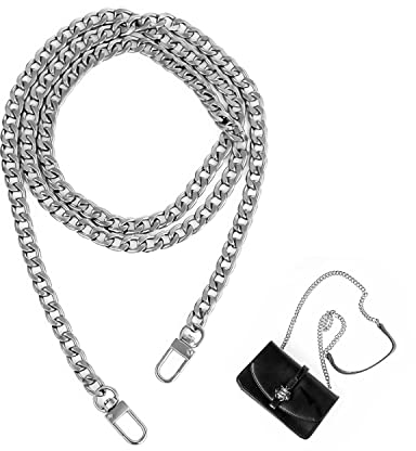 YUE QIN 120cm Taschenkette Silber Schulterriemen Taschenriemen Metall Trageriemen Handtasche Ersatz Schulterriemen Kette Trageriemen für Taschen Taschenkette
