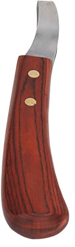 Tbest Couteau à Sabot, Couteau de Maréchal-ferrant, Couteau à Boucle de Maréchal-ferrant, Coupe-Sabot Cisailles Lame en Acier Inoxydable Caoutchouc Manche en Bois Coupe-Sabot Polyvalent