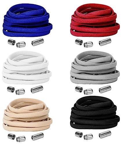 Owelth Lacci Scarpe Elastici, Lacci senza Nodo con Chiusura, No Tie Shoelaces in Poliestere, Lacci Colorati Bianchi Neri Adulti Bambini per Scarpa da Ginnastica, Corsa, Casual