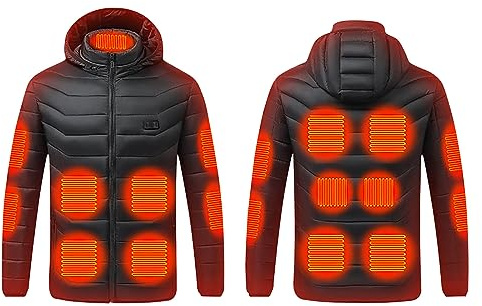 2023 Veste Chauffante USB, Doudoune Manteau Chauffant Électrique Hommes Femmes Lavable avec 3 Niveaux de Chauffage et 15 Zones Chauffage pour Ski Pêche Randonnée Plein Air Pas Cher Blouson