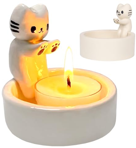 Cat Candle Holders, Warming Paws Cat Tealight Holders Ornaments, Cute Cat Gifts for Cat Lovers, Tealight Holder for Easter Decorations (without candle)