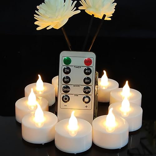 Jialine 12 Pack LED Tea Lights with Remote Control, LED Candles, Remote Electric and Battery Tea Lights Decoration for Halloween, Party, Christmas, Easter, Wedding (Warm White)
