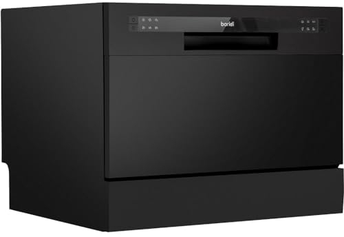 Black Worktop Dishwasher - 6 Place Settings - Portable Tabletop Dish Washer