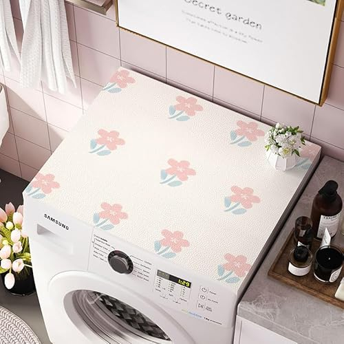 Housse De Protection Pour Machine À Laver Top 60X60Cm Fleurs Tapis De Protection Antidérapant Pour Seche Linge, Dessus Imperméable Tapis Lave Linge Pour Cuisine Maison Salles De Bains
