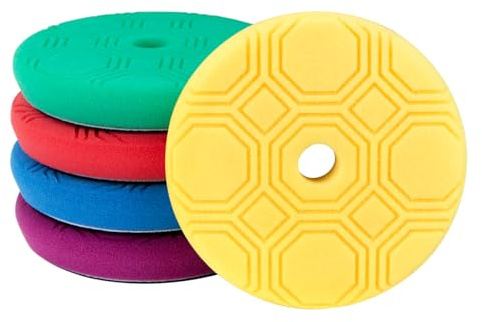 BATOCA Kit de 5 éponges Polissage 150mm,éponges à Cirer, éponges de Polissage Automobile,Tampons de Polissage,Ensemble de Mousse Nettoyage,Compatible avec les Polisseuses/Ponceuses à Plateau 150mm