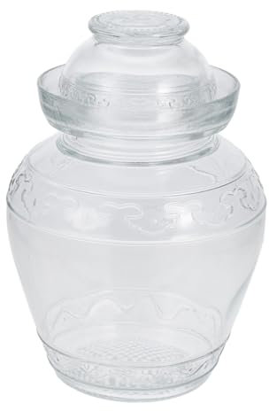 POPETPOP 1Pièce Bocal à Cornichons Verre Transparent Pot de Rangement de Cuisine Hermétique pour Fermentation Conservation des Aliments