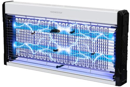 Hikemeister® Destructeur d'insectes électrique, 20 W, piège à moustiques avec tube lumineux de rechange UV, 2 protections de sécurité, lampe anti-moustiques contre les mites, les moustiques, les