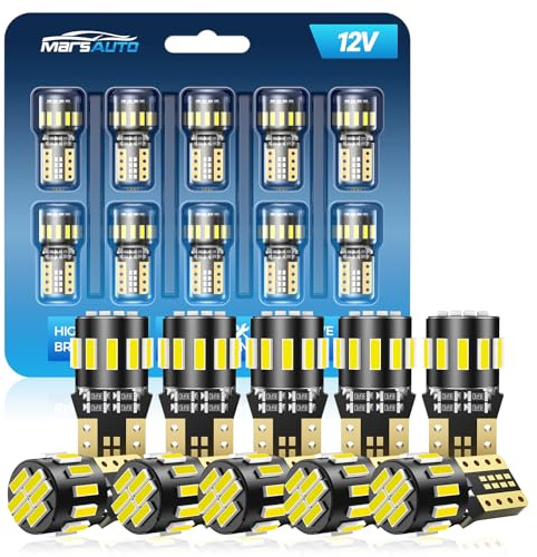 Marsauto 194 LED Bulb for License Plate Light, 6000K Super White 168 2825 W5W T10 Wedge Replacement LED Light Bulbs for Car Dome Map Courtesy Step Dash Trunk Light (Pack of 10)