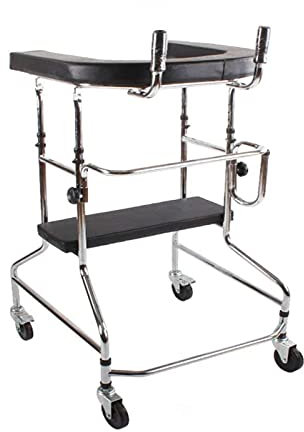 Déambulateur Cadre De Marche Universel Et Silencieux À 4 Roues, Réglable En Hauteur, Pour La Rééducation, Support De Marche Debout/Support D'Aide Avec Plaque D'Assise