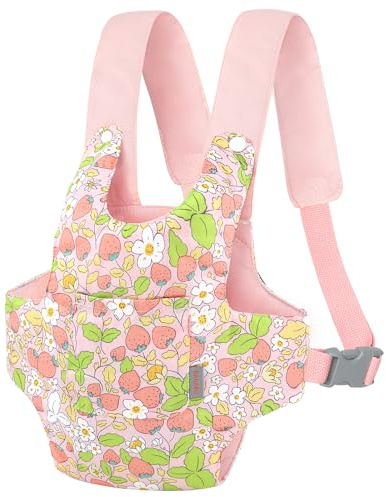 GAGAKU Porte-poupée à partir de 3 Ans - Porte-bébé - Accessoires - Bretelles - Porte-bébé - Sac de Transport pour poupée - Porte-Peluches, Rose - Fraise