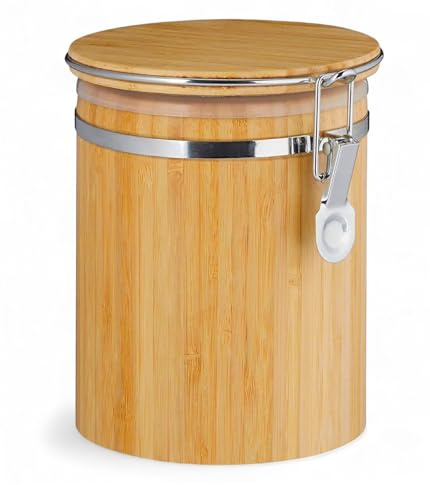 GMMH Barattolo in legno con chiusura a leva, contenitore per caffè, tè, zucchero, contenitore salvafreschezza e contenitore, contenitore, lattina, contenitore di legno, contenitore (12 cm - 0,8 L)