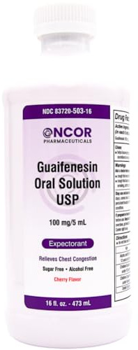 Oncor Guaifenesin 100 mg/5 mL Expectorant Cough Syrup, 16 fl oz | Chest Congestion Relief | Sugar Free & Alcohol Free