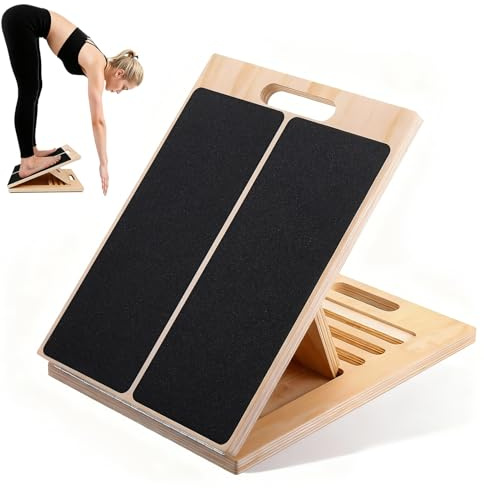 Hahorpa Planche Inclinée Kiné, Planche Equilibre D'équilibre Professionnelle Avec 5 Angles Réglables, Slant Board En Bois Avec Poignée Portable, Proprioception Cheville, Entraîneurs D'équilibre