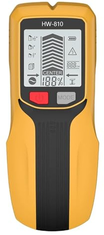 Rilevatore Tubi e Cavi Elettrici, Rilevatore di montanti 6 in 1, scanner da parete, rilevatore cavi CA magnetico for metallo e legno, multiprofondità(Yellow)