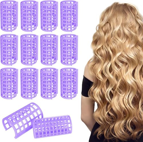 Set di 12 bigodini per capelli con presa automatica, bigodini adesivi, per capelli lunghi, medi e corti, ottima lavorazione