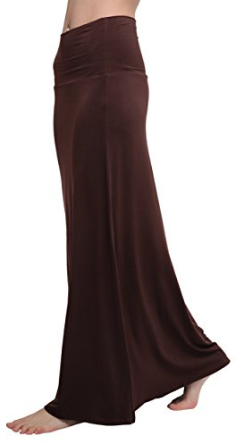 Urban GoCo Donna Gonna Aderente Elasticizzata a Vita Alta Bodycon Yoga Gonna Maxi Lunga a Campana (S, Marrone)