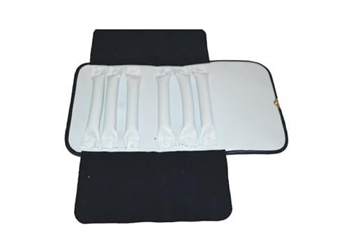 Rotolo professionale per gioielli / BORSELLO DA VIAGGIO CON SALSICCIOTTI PER ANELLI - R4D (esterno similpelle blu ed interno similpelle bianca con alette in velluto blu)