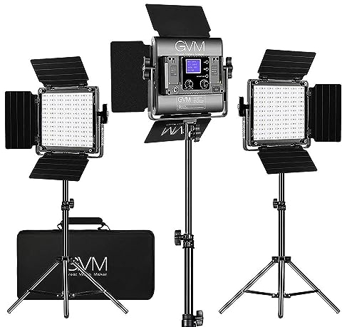 GVM LED Videoleuchte mit Stativ, APP-Steuerung 800D RGB Videolicht Dauerlicht LED Streaming licht, LED Video Beleuchtung für YouTube Fotografie Studioset, Gaming Konferenzlicht, 8 Szenenleuchten