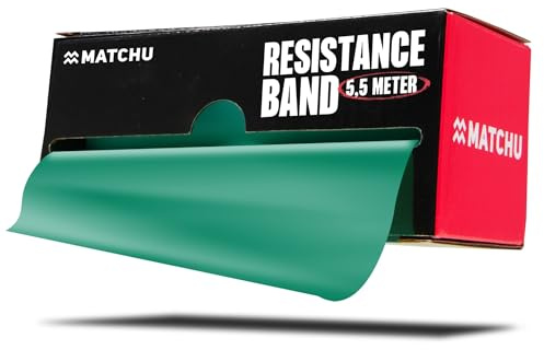 Matchu Sports | Widerstandsbänder | Resistance Bands | 100% Latex | Abschneidbar | 5.5M, 25M oder 45M | Extra leicht bis extra schwer | (Grün - Mittel (5-6 KG), 5,5 M)