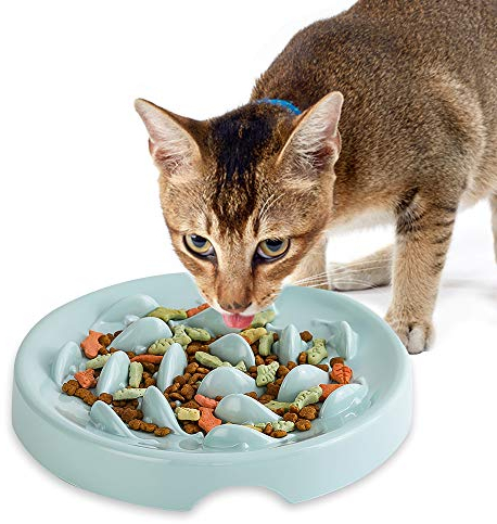 Anti-Schling-Napf für Hunde und Katzen, Langsam Fütterung Hundenapf Katzennapf,Langsam Fressen Schüssel,Interaktiver Slow Feeder Futternapf,aus Melamin,Reduziert Verschlucken und Überessen,Grün