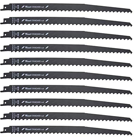 Create idea S1617K Säbelsägeblätter, 300 mm, 3 TPI, 8,5 mm Teilung, Hartstahl, schwarz, für verschiedene Arten von Holzarbeiten, 10 Stück