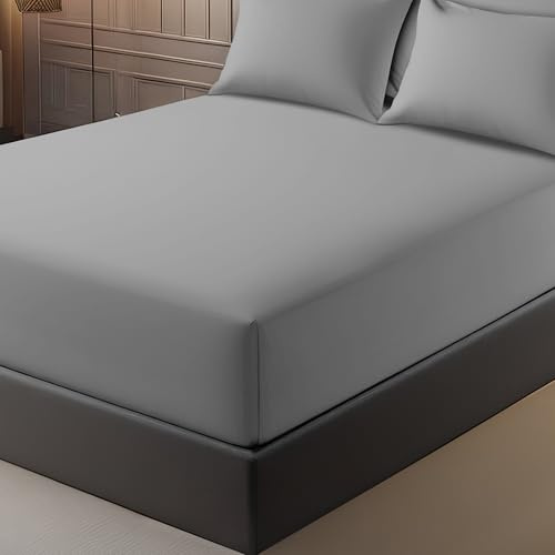 Pamposh Double Fitted Sheet Extra Deep Pocket 40 cm (16 inches) Durable Elastic Fitted Bed Sheets Double - Premium Brushed Microfibre Fitted Sheet - Ultrasoft Hypoallergenic Fade Resistant