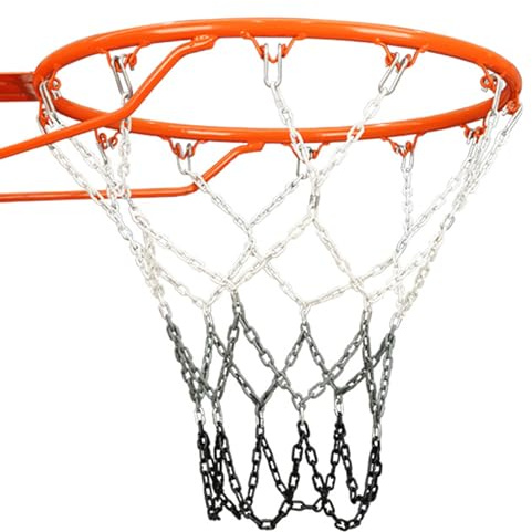 Basketballnetzkette für den Außenbereich, strapazierfähig, 900 g, rostfrei, für den Außenbereich (grau + schwarz)