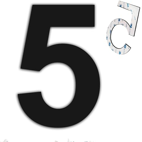 nanlyiau 3in/7.5cm selbstklebende hausnummern hausnummern schwarz matt Edelstahl Hausnummer(paste black 3in5)