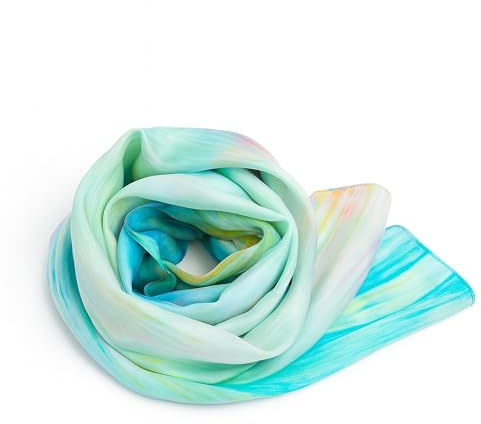 Silk & Bears 100% Mulberry Silk Scarf for Women - Hand-Dyed Long Shawl & Wrap, 85x180cm - Lightweight Habotai Silk Scarf - Ethical Handmade Gift Boxed for Her