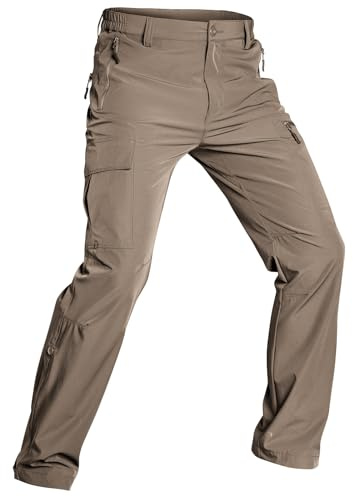 Wespornow Pantalones de Senderismo para Hombre, Ligeros, de Secado rápido, Impermeables, para Viajes, Camping, Caza, Pesca, tácticos (Caqui, L)