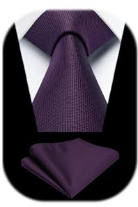 Enlision Corbata Morado Oscuro Hombre Clásico Boda Oficina Corbatas Pañuelo Modernas Color Sólido Formal