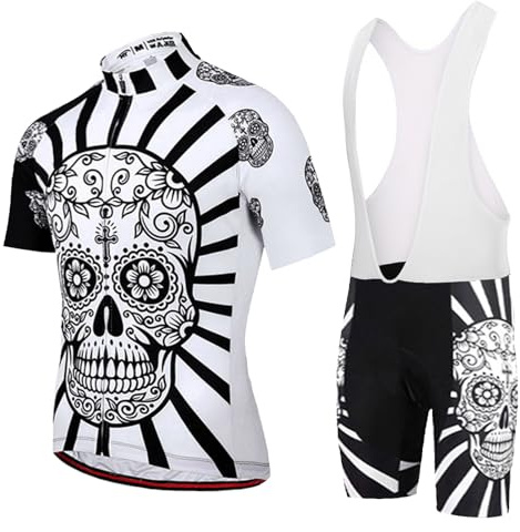 Ropa Ciclismo Hombre Verano Maillot Bici MTB Conjunto Ciclista Manga Corta,Traje Bicicleta Camiseta Ciclo y Culotte Tirantes con 19D Gel Acolchado,Completa Jerseys Transpirable Secado Ráido(1,XXL)