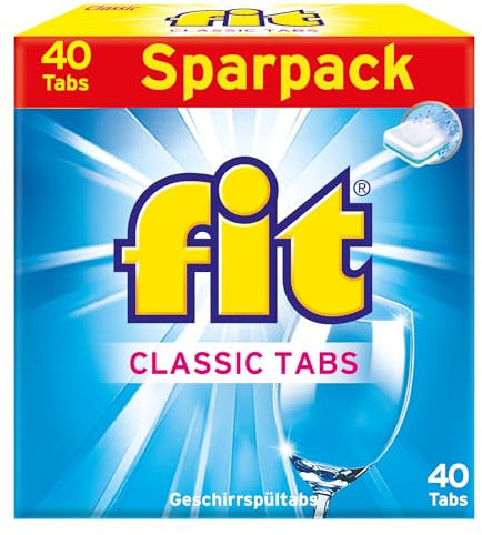 fit Classic Tabs 40 Stück - Geschirrspül-Tabs für Spülmaschinen - Schnelllöseformel für Sauberkeit, Glanz - Glasschutz