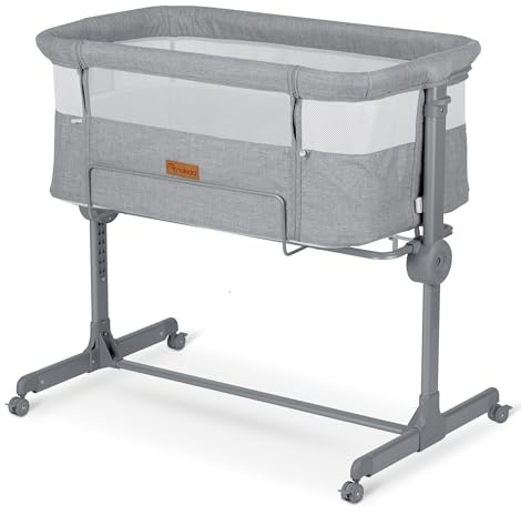 Nukido Babybett Beistellbett Reisebett Bett Baby Kinderbett Bis 9 kg 5 Monate Mit Matratze Klappbar Auf Rollen Reißverschluss Höhenverstellbar