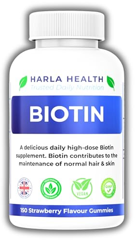 Biotin 5000µg Gummies – Hair, Skin & Nail Support – 150 Vegan Strawberry Gummies (5-Month Supply) | High Strength Hair Growth Supplement | UK Made, GMP Certified