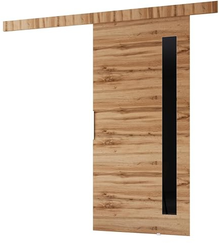 MINIO go for it - Schiebetür Komplettset CLEAN G, Schiebetüren, Wandmontage, Schiebetürsystem, Zimmertüren (Wotan Eiche, 76x205 cm)