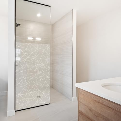 yabaduu Film Dépoli Occultant Paroi de Douche et Fenêtre Salle de Bain Film Givré Autocollant Imperméable Anti Regard Sticker Décoratif Vitrage Opaque YX001 (07 Triangles Blanc, 80 x 120 cm)