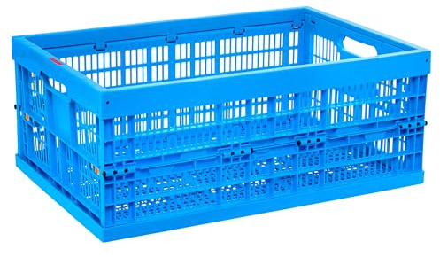 The Workplace Depot Folding Mesh Container – Heavy-Duty Collapsible Mesh Crate, Premium Blue Polypropylene, Stackable & Tool-Free Storage Box for Office, Warehouse & Home