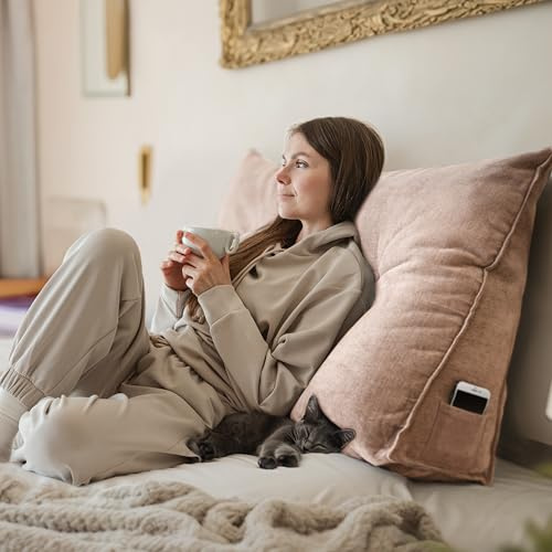 Björn&Schiller Rückenkissen - Lesekissen für Bett und Sofa, Keilkissen, Rückenpolster für die Wand, Sitzkissen, Wandkissen, groß mit waschbarem Bezug (Champagne, 70 cm)