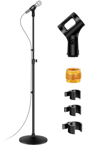 InnoGear Mic Stand, Max Height 66.34 Microphone Stand Floor Detachable Boom Mic Arm Stands with Weighted Round Base for Blue Yeti HyperX QuadCast SoloCast Shure SM58 Samson Q2U Fifine K669B, Large