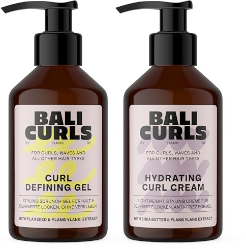 BALI CURLS Curl Defining Set – Crema Idratante per Ricci & Gel Definente (150 ml ciascuno) – Per capelli morbidi e definiti – Idratazione, definizione e tenuta senza appiccicosità